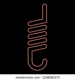Neon spring with crochet spiral shape red color vector illustration image flat style light