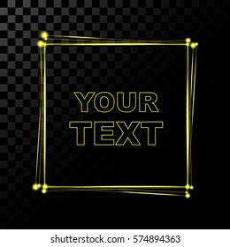 Neon square banner (yellow,circles,glow,transparency)