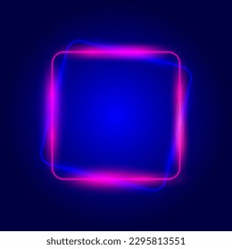 Neoner quadratischer Rahmen, abstrakter blauer und rosafarbener Rand, einzelne Vektorgrafik.