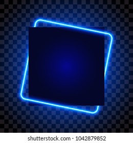 Neon square frame, banner isolated vector illustration.