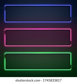 Neon square frame, isolated, vector illustration.