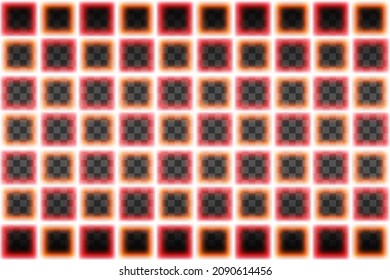 Neon square frame on dark background. Vector illustration.
