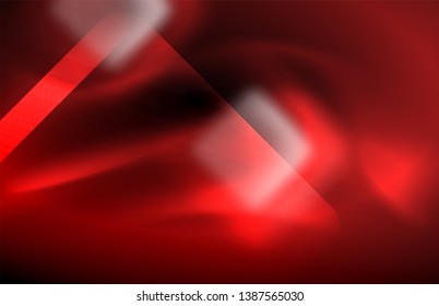 Neon-Quadrat- und Zeilenleuchten auf dunklem Hintergrund mit unscharfem Effekt, Vektormodernes Design