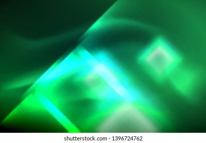 Luces cuadradas y de línea de neón sobre fondo oscuro con efectos borrosos, diseño vectorial moderno