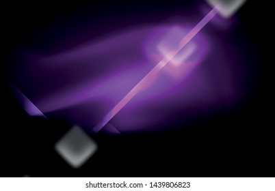 Neon square and line lights on dark background with blurred effects, vector modern design