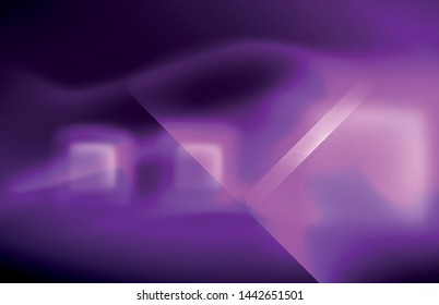 Neon square and line lights on dark background with blurred effects, vector modern design