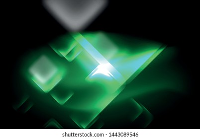 Neon square and line lights on dark background with blurred effects, vector modern design