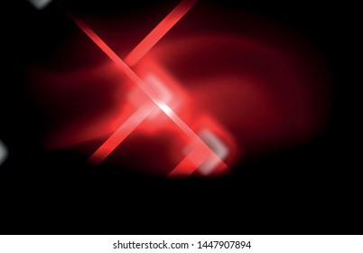 Neon square and line lights on dark background with blurred effects, vector modern design