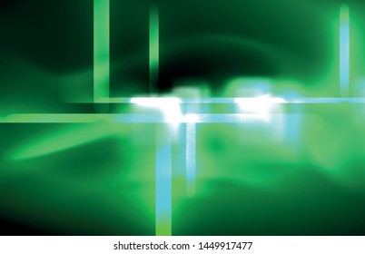 Neon square and line lights on dark background with blurred effects, vector modern design