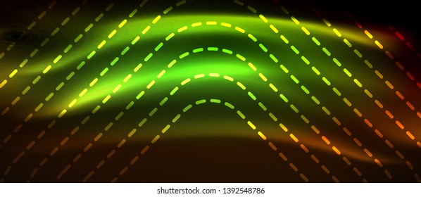 Neon square shapes lines on glowing light background, vector design