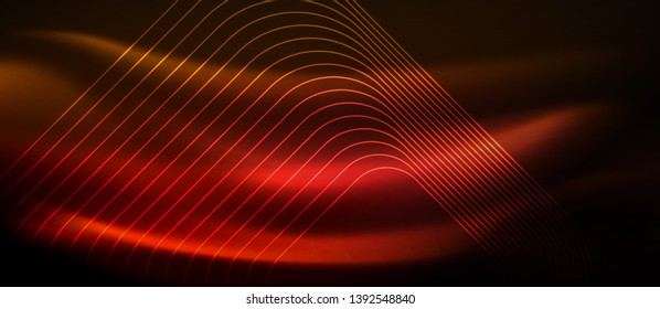 Neon square shapes lines on glowing light background, vector design