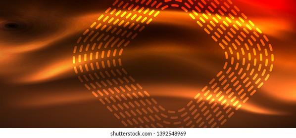 Neon square shapes lines on glowing light background, vector design