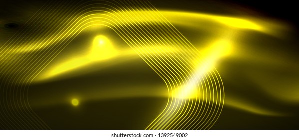 Neon square shapes lines on glowing light background, vector design