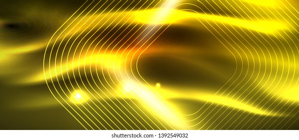 Líneas de formas cuadradas neón sobre fondo luminoso brillante, diseño vectorial