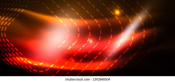 Neon square shapes lines on glowing light background, vector design