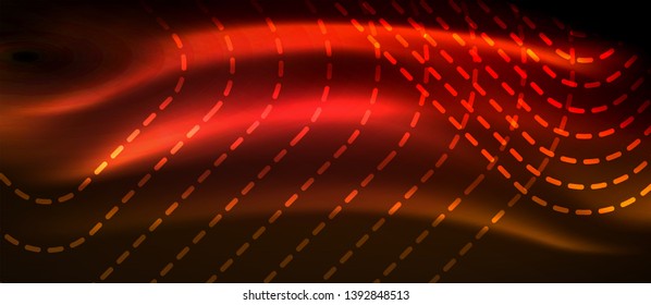 Neon square shapes lines on glowing light background, vector design