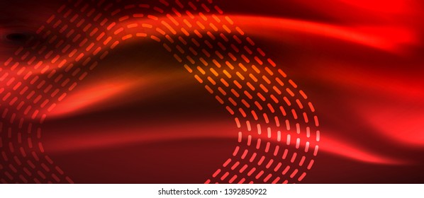 Neon square shapes lines on glowing light background, vector design