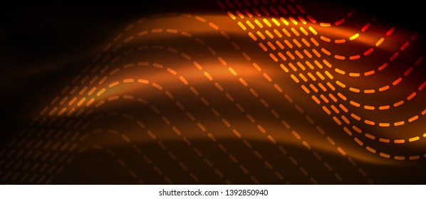 Líneas de formas cuadradas neón sobre fondo luminoso brillante, diseño vectorial