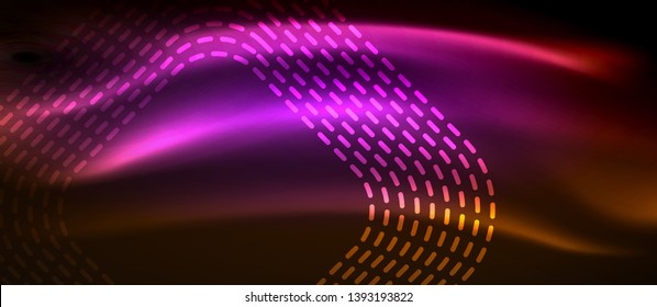 Neon square shapes lines on glowing light background, vector design