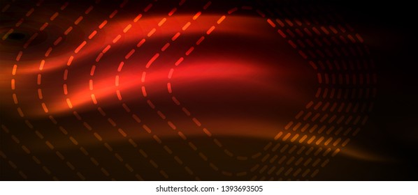 Neon square shapes lines on glowing light background, vector design