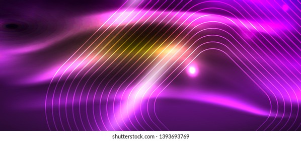 Líneas de formas cuadradas neón sobre fondo luminoso brillante, diseño vectorial