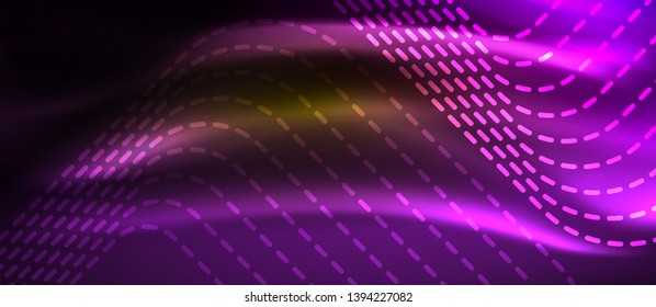 Neon square shapes lines on glowing light background, vector design