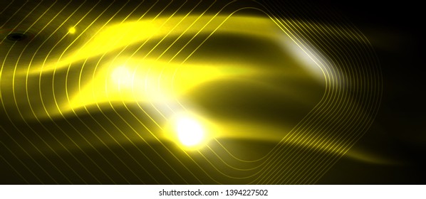 Neon square shapes lines on glowing light background, vector design