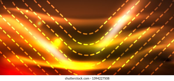 Neon square shapes lines on glowing light background, vector design