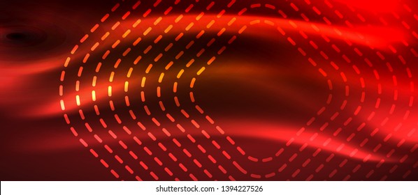 Neon square shapes lines on glowing light background, vector design