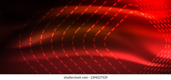 Neon square shapes lines on glowing light background, vector design