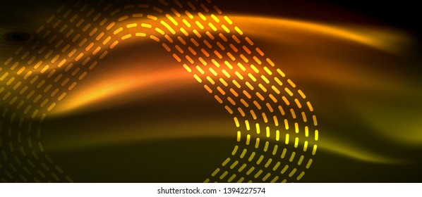 Neon square shapes lines on glowing light background, vector design