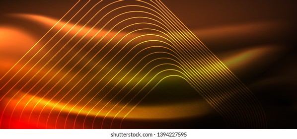 Neon square shapes lines on glowing light background, vector design