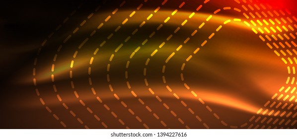 Neon square shapes lines on glowing light background, vector design