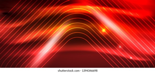 Neon square shapes lines on glowing light background, vector design