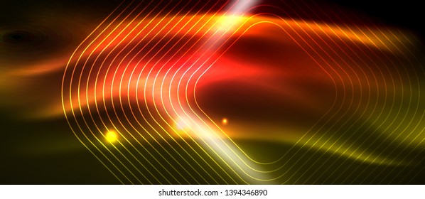 Líneas de formas cuadradas neón sobre fondo luminoso brillante, diseño vectorial