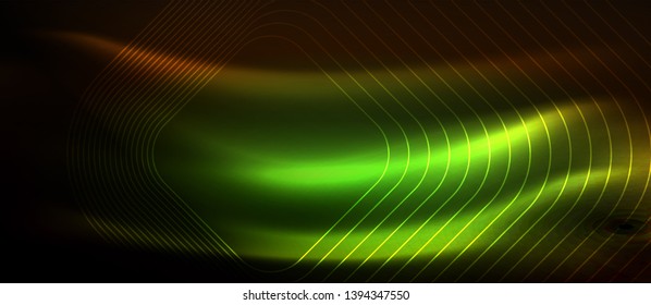 Líneas de formas cuadradas neón sobre fondo luminoso brillante, diseño vectorial