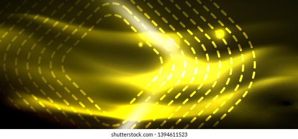 Neon square shapes lines on glowing light background, vector design