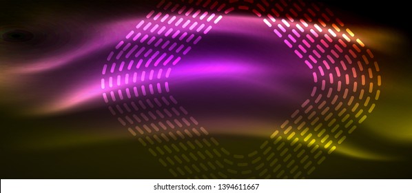 Neon square shapes lines on glowing light background, vector design
