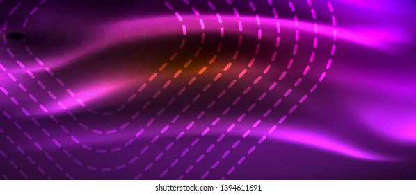 Neon square shapes lines on glowing light background, vector design