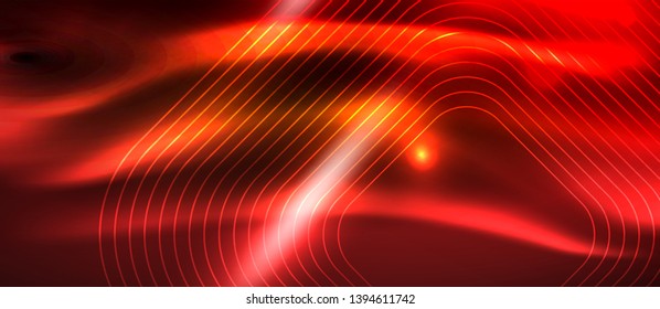 Líneas de formas cuadradas neón sobre fondo luminoso brillante, diseño vectorial