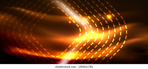 Neon square shapes lines on glowing light background, vector design