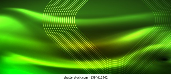 Líneas de formas cuadradas neón sobre fondo luminoso brillante, diseño vectorial