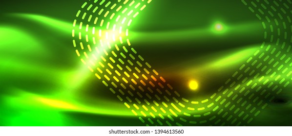 Neon square shapes lines on glowing light background, vector design