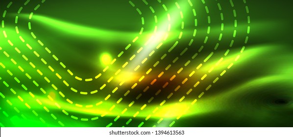 Neon square shapes lines on glowing light background, vector design