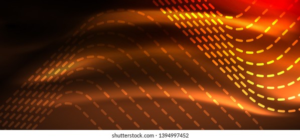 Neon square shapes lines on glowing light background, vector design