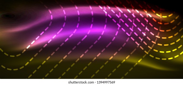Neon square shapes lines on glowing light background, vector design