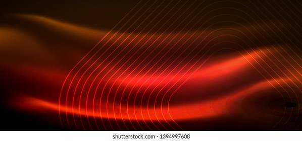 Neon square shapes lines on glowing light background, vector design