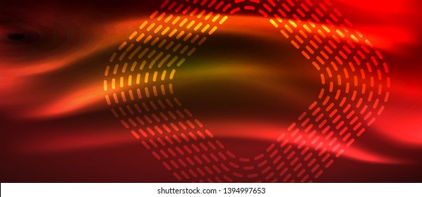 Neon square shapes lines on glowing light background, vector design