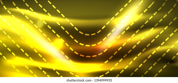 Neon square shapes lines on glowing light background, vector design