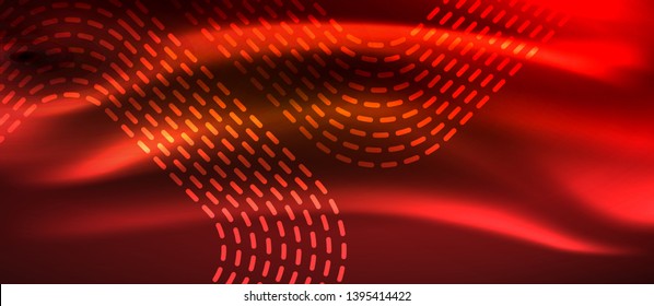 Neon square shapes lines on glowing light background, vector design